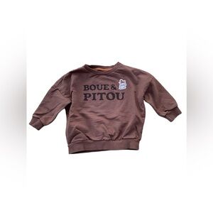 Souris Mini Size 12-18 Months Brown Boue & Pitou Dog Embroidered Sweatshirt